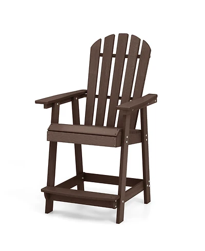 Gymax Tall Bar Stool Hdpe Chair w/ Armrest Footrest Home Indoor Outdoor Patio