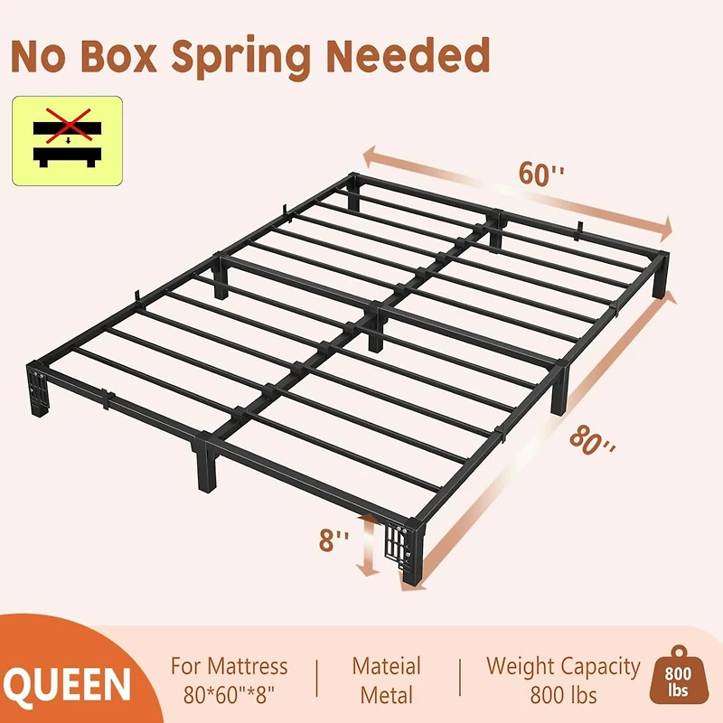 gaomon Bed Frame, Heavy Duty Metal Platform Bed Frame with Durable Iron Slat Support and Legs, No Box Spring Required, Support Up to 800 Lbs