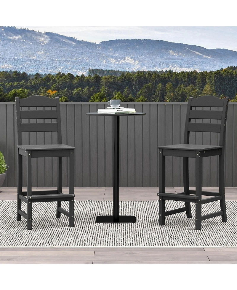 Costway Outdoor 4pcs Hdpe Bar Stool Patio Tall Chair Backrest Footrest All Weather