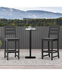 Costway Outdoor 4pcs Hdpe Bar Stool Patio Tall Chair Backrest Footrest All Weather