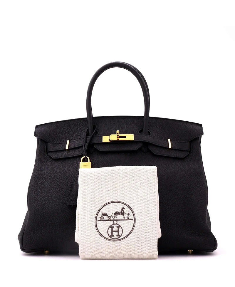 Pre-Owned HERMES Birkin 35 Handbag Clemence with Gold Hardware