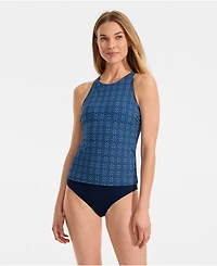 Lands' End Women's Tugless High Neck Strappy Back Tankini Top