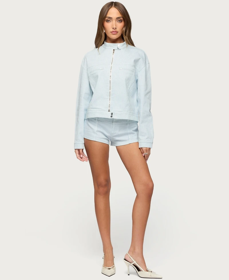 Edikted Women's Myah Pinstripe Micro Shorts