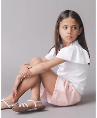 Hope & Henry Girls Organic Ruffle Sleeve Pointelle Sweater