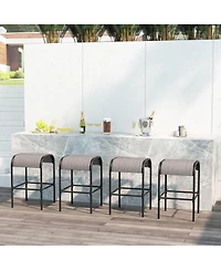 Gymax 4PCS 30'' Bar Height Bistro Stools Outdoor Bar Stools w/ Breathable Fabric Seat
