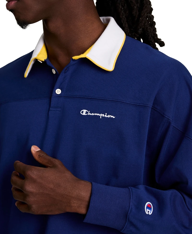 Champion Men's Long-Sleeve Rugby Polo Shirt