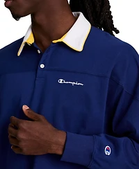 Champion Men's Long-Sleeve Rugby Polo Shirt