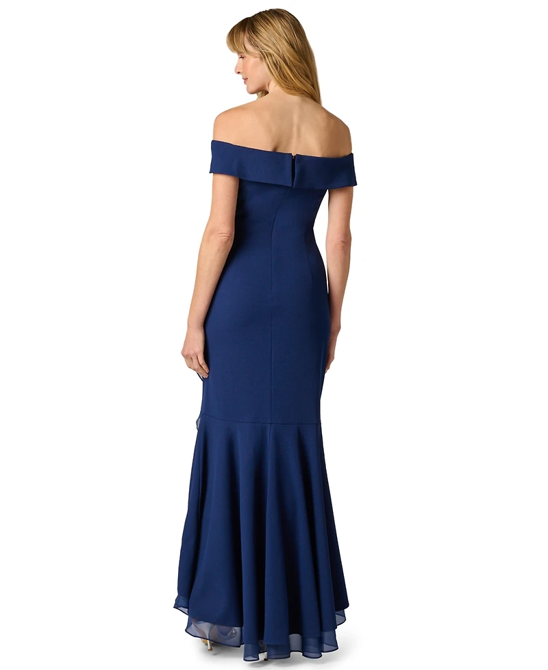 Adrianna Papell Women's Off-The-Shoulder Midi Gown