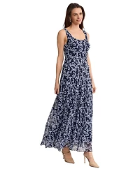 Jones New York Petite Multi-Tier Yoryu Printed Scoop Neck Maxi Dress