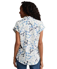 Jones New York Petite Collared Short-Sleeve Tie-Front Button Top