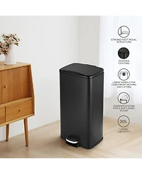 Mega Casa 8 Gallon Rectangular Matt Rectangular Kitchen Trash Can