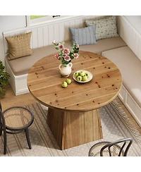 Tribesigns Solid Wood Round Dining Table, Farmhouse Kitchen Table for 2-4 People