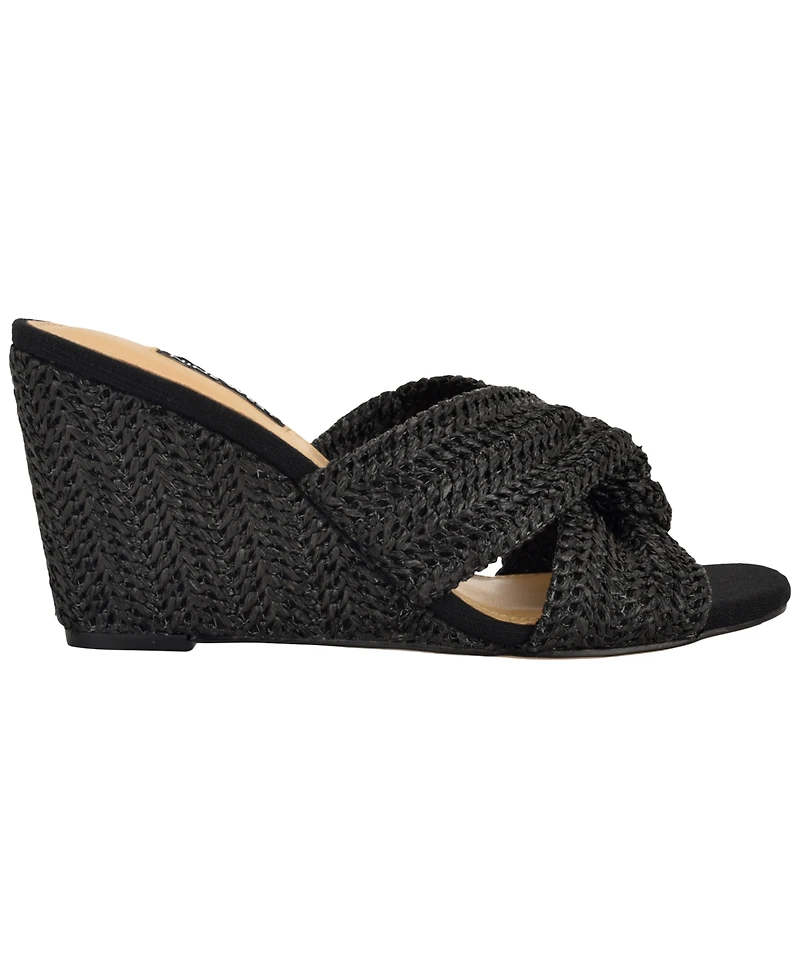 Nine West Women's Nejia Woven Slip-On Wedge Sandals