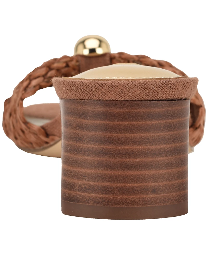 Nine West Women's Gerry Ornamented Slip-On Block Heel Dress Sandals