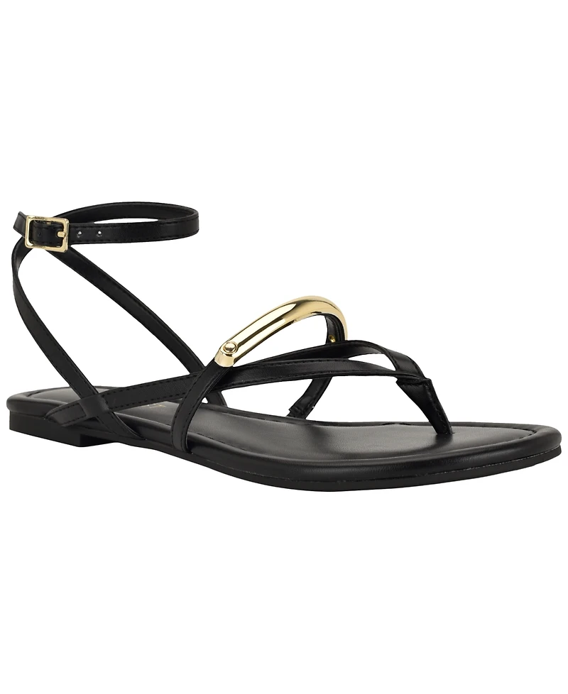 Nine West Women's Bretta Ornamented Strappy Flat Sandals