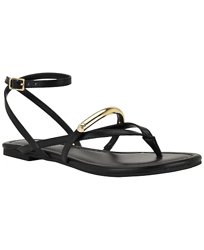 Nine West Women's Bretta Ornamented Strappy Flat Sandals