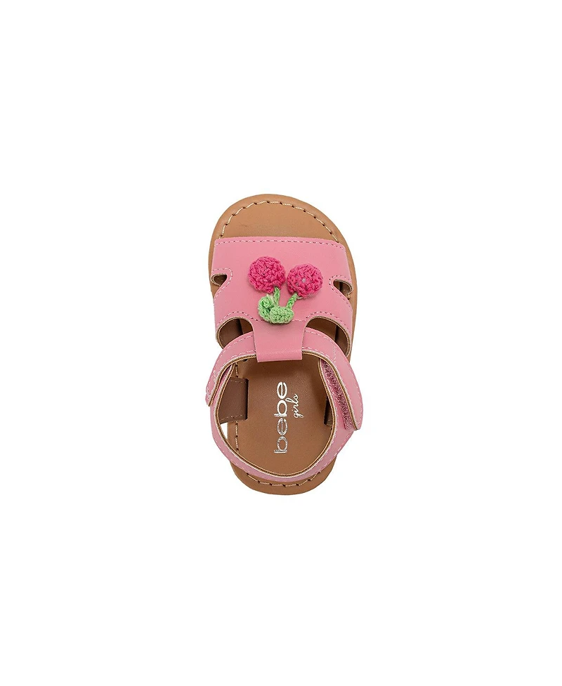 Bebe Little Girls Girl's Fashion Sandals – Dressy Shoes with Crochet Fruit Details