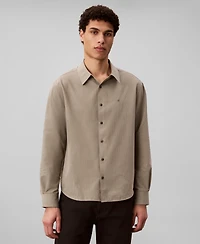 Calvin Klein Men's Yarn-Dyed Stripe Seersucker Classic Button-Down Shirt
