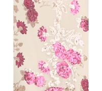 Morgan & Company Juniors' Floral Beaded Long Gown