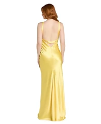 Morgan & Company Juniors' Stretch V-Neck Bar Back Long Gown