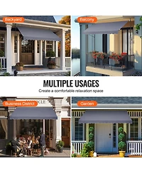 Mecale 157 x 47" Retractable Patio Awning Sunshade Shelter with Crank Handle