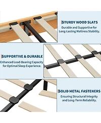 gaomon Bed Frame, Wooden Platform Bed Frame, Minimalist Bed with Wood Slats Support, Underbed Space for Storage, No Box Spring Required