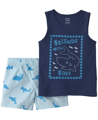 Carter's Boys' 2T-5T Shark Tank Top & Short, 2-Piece Set