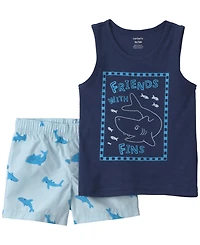 Carter's Boys' 2T-5T Shark Tank Top & Short, 2-Piece Set