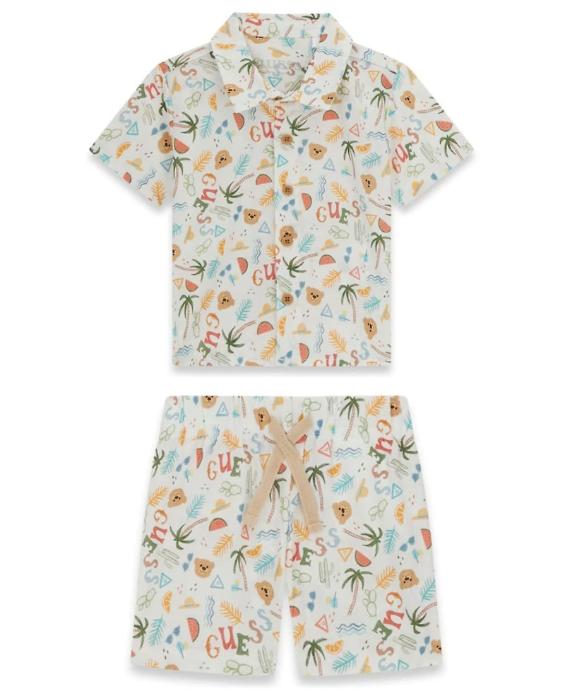 Guess Baby Boys' Short-Sleeve Button Down Shirt and Shorts Set, 2-Piece Set