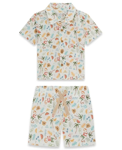 Guess Baby Boys' Short-Sleeve Button Down Shirt and Shorts Set, 2-Piece Set
