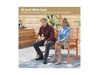 Outdoor 2-Seat Wood Loveseat with Slatted Seat Design