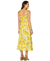 Democracy Petite Smocked Back V-Neck Printed Tank Dress