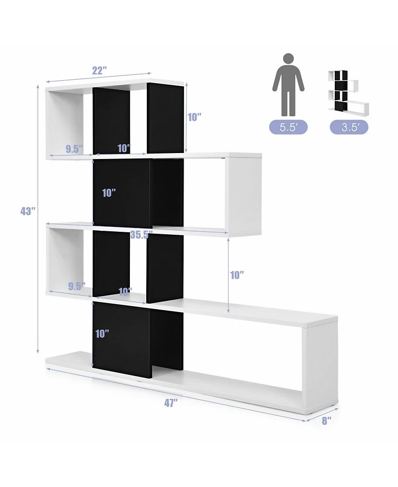 Gymax 5-Tier Bookshelf Corner Ladder Bookcase Display Storage Rack