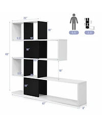 Gymax 5-Tier Bookshelf Corner Ladder Bookcase Display Storage Rack