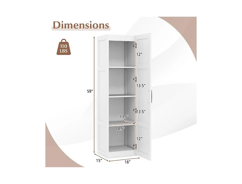 Slickblue 4-Shelf Tall Storage Cabinet for Bathroom and Living Room