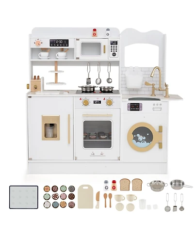 Slickblue Pretend Play Kitchen for Kids with Interactive Lights and Sound