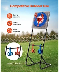 Mecale Axe Throwing Game, Plastic Bristle Target with 8 Axes and Foldable Steel Frame for Indoor and Outdoor Play