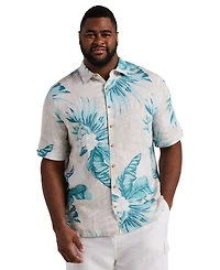 Cubavera Men's Big & Tall Linen Blend Palm Print Shirt