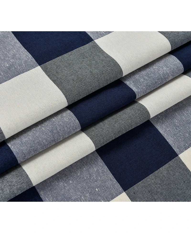 Kate Aurora Country Farmhouse Rod Pocket Buffalo Plaid Gingham Tie Up Window Curtain Panel