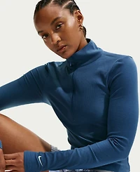 Nike Women's Sportswear Ribbed Quarter-Zip Long-Sleeve Top