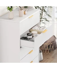 gaomon Dresser for Bedroom with 5 Drawers, Wave Fluted Modern Chest of Tall Wood Storage Organizer Nursery, Hallway, Living Room
