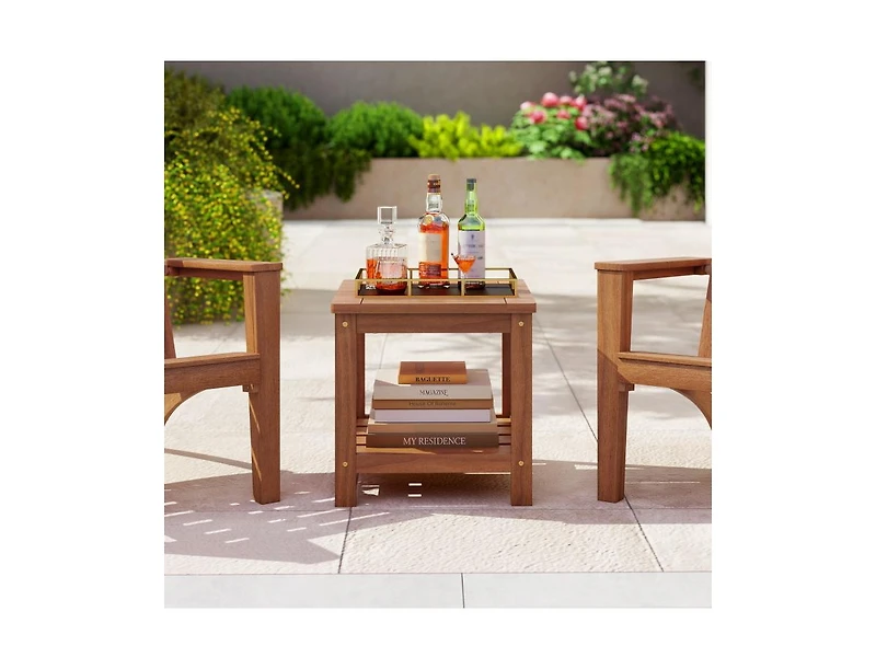 Slickblue Patio 2-Tier Outdoor Side Table with Lower Storage Shelf