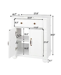 Sillysis 28" Bathroom Vanity with Sink, Medieval Modern Solid Wood Roman Base, Flip Drawer, Adjustable Storage, Easy Clean
