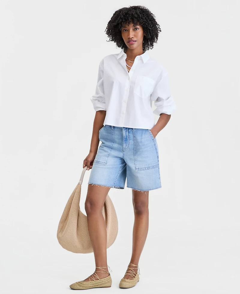 On 34th Women's A-line Denim Utility Shorts, Macy's Exclusive