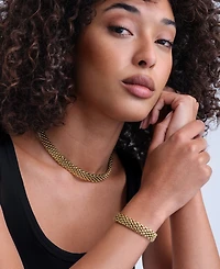 Olivia Burton Women's Chequerboard Link Gold Tone Stainless Steel Necklace