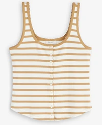 On 34th Women's Button-Down Contrast-Stitch Rib Tank Top, Macy's Exclusive