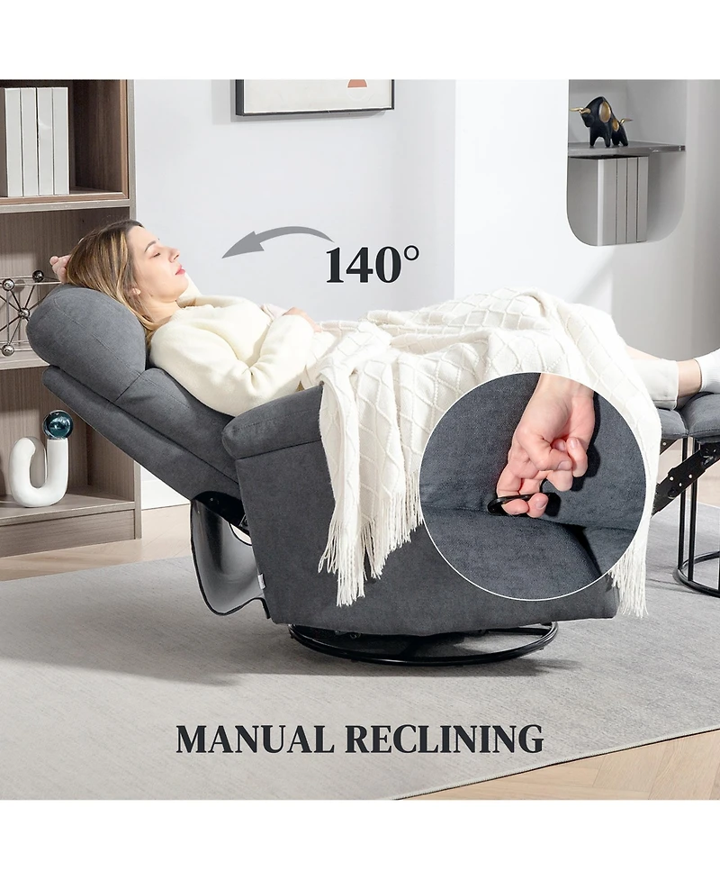 Homcom Wide Swivel Rocker Recliner, Overstuffed Reclining Sofa