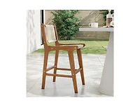 Slickblue Patio Counter Height Bar Stool with Durable Teak Wood Frame