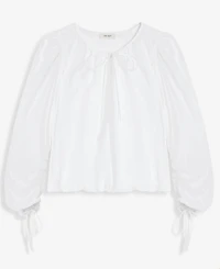 On 34th Women's Cotton Solid Tie-Front Volume-Sleeve Blouse, Macy's Exclusive