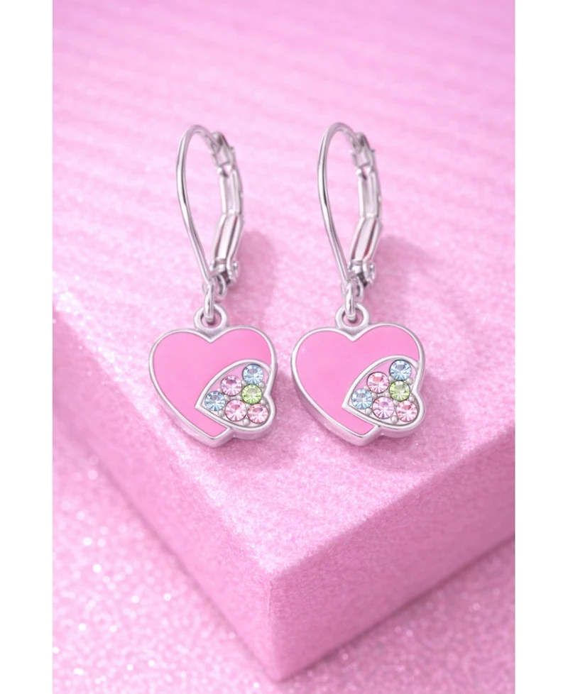 Chanteur Girls Heart Hypoallergenic Earrings with Sterling Silver Leverbacks
